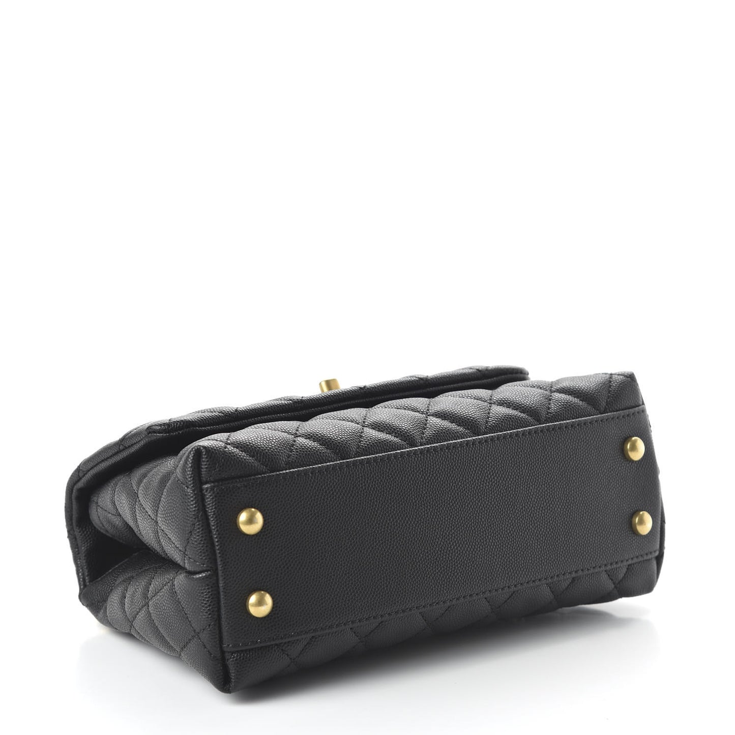 Caviar Lizard Embossed Quilted Mini Coco Handle Flap Black