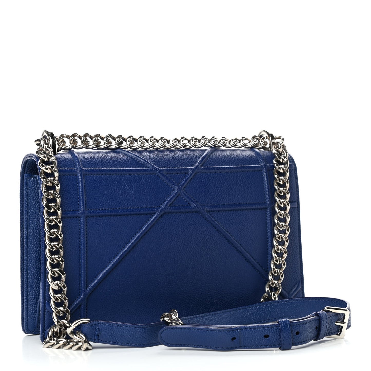 Grained Calfskin Medium Diorama Flap Bag Blue