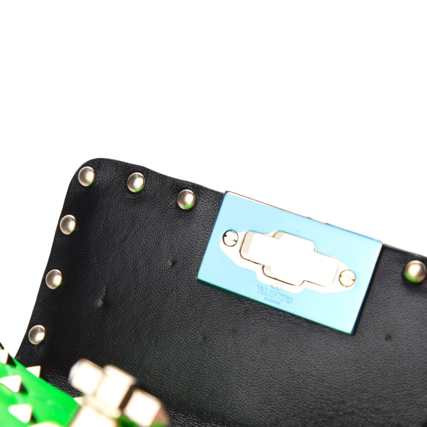Calfskin Micro Rockstud Spike Shoulder Bag Fluo Green