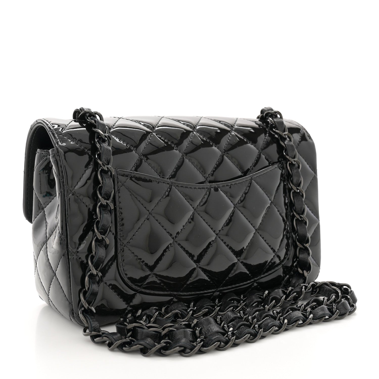 Chanel Patent Calfskin Quilted Mini Rectangular Flap So Black 3 of 11