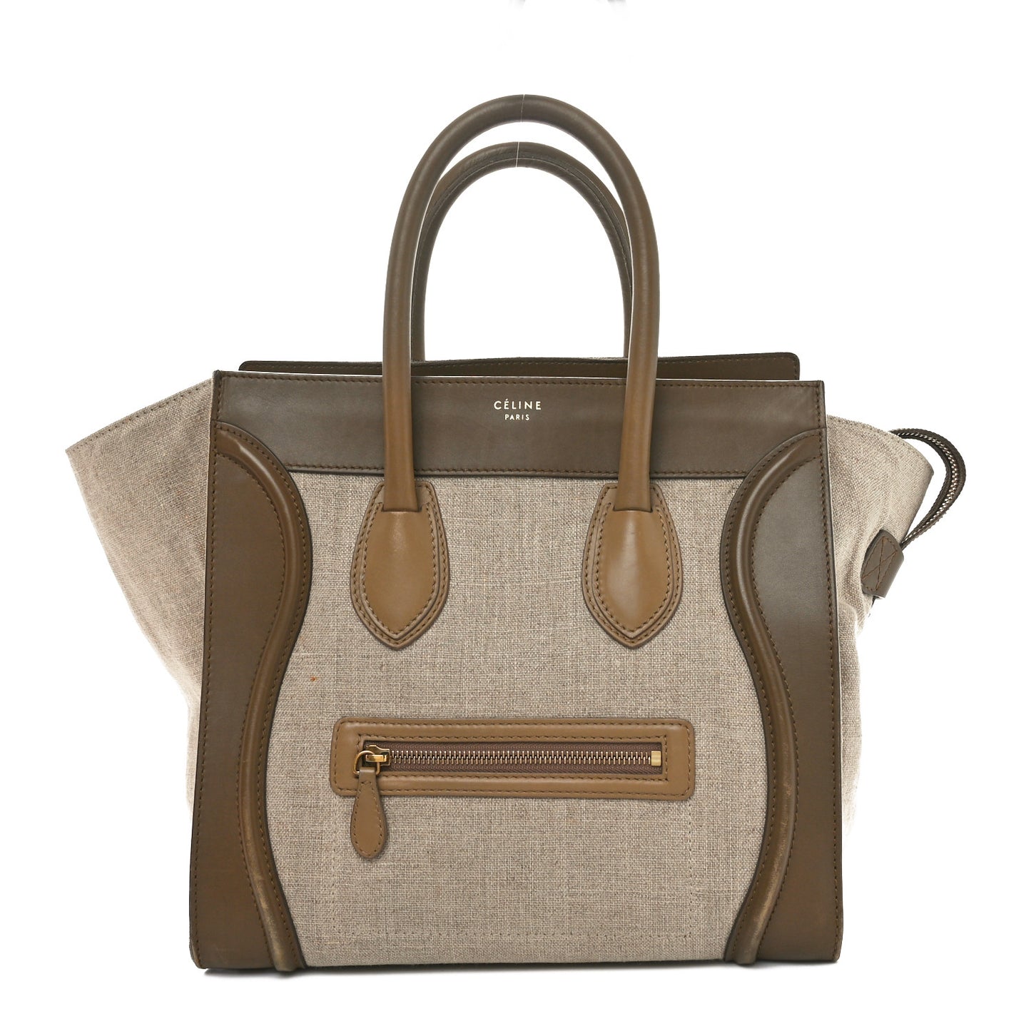 Natural Canvas Smooth Calfskin Mini Luggage Brown