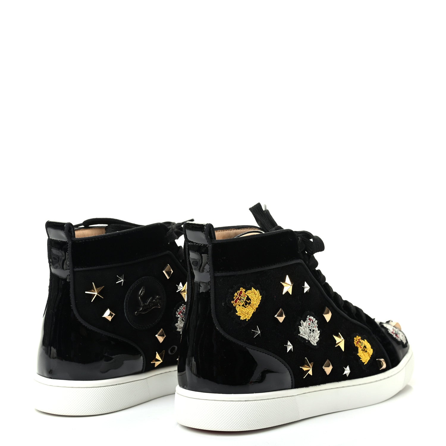 Christian Louboutin Veau Velours Velvet Patent Calfskin Mens Loubacademia Flat Sneakers 41.5 Black 4 of 9