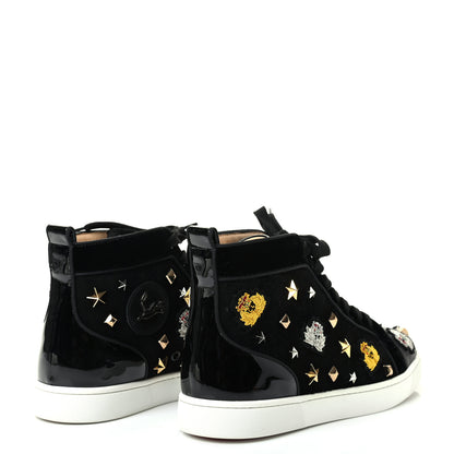 Christian Louboutin Veau Velours Velvet Patent Calfskin Mens Loubacademia Flat Sneakers 41.5 Black 4 of 9