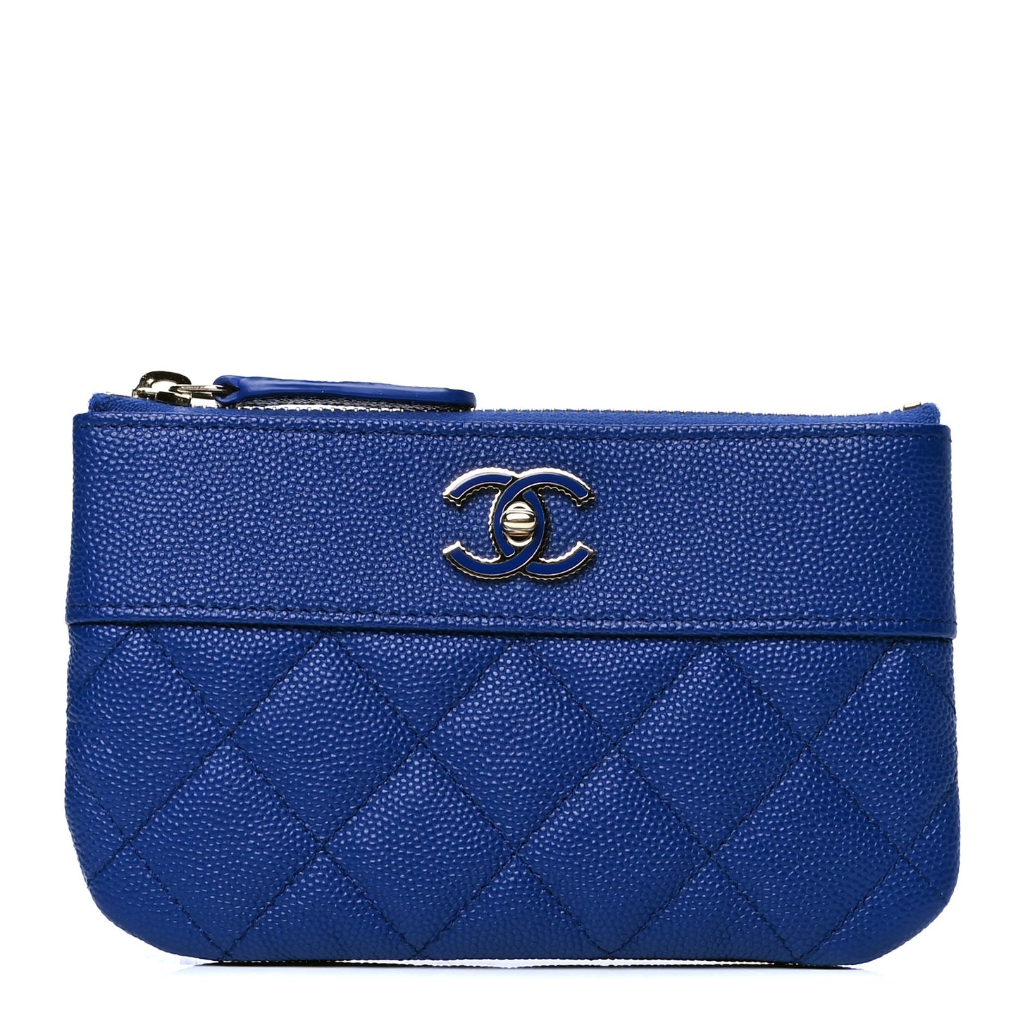 Caviar Quilted Small Vintage Mademoiselle Cosmetic Case Dark Blue