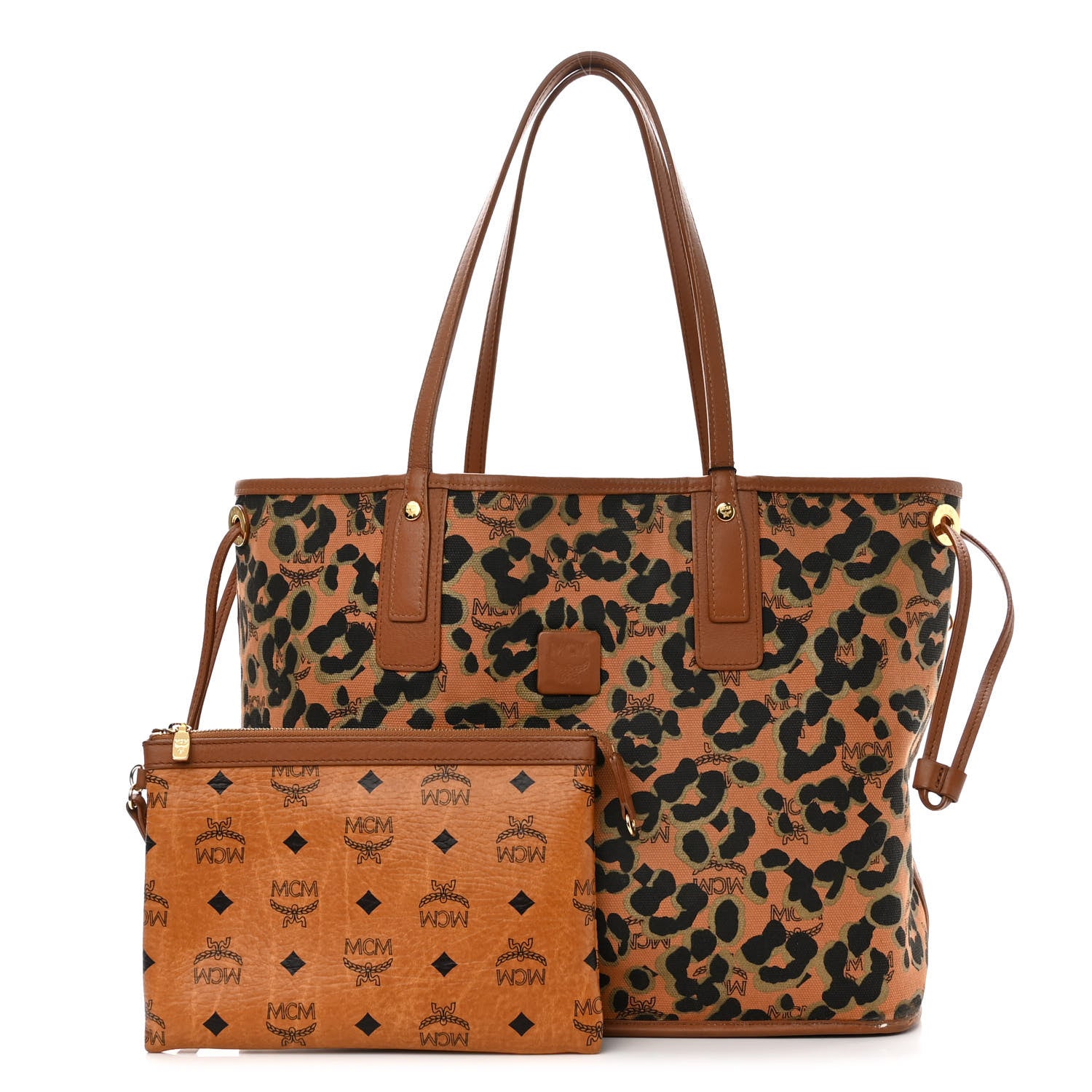 MCM Visetos Medium Reversible Shopping Tote Cognac Brown 2 of 17