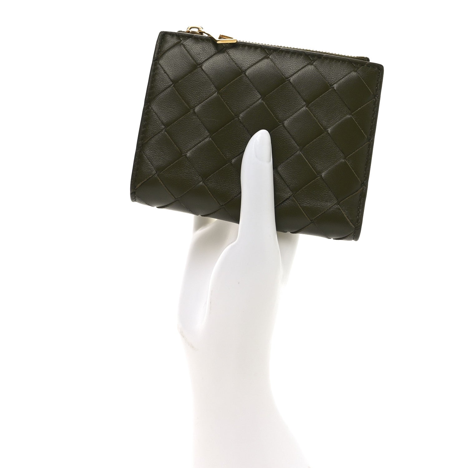 Bottega Veneta Nappa Intrecciato Small Bi-Fold Zip Wallet Kaki Fondent 2 of 6
