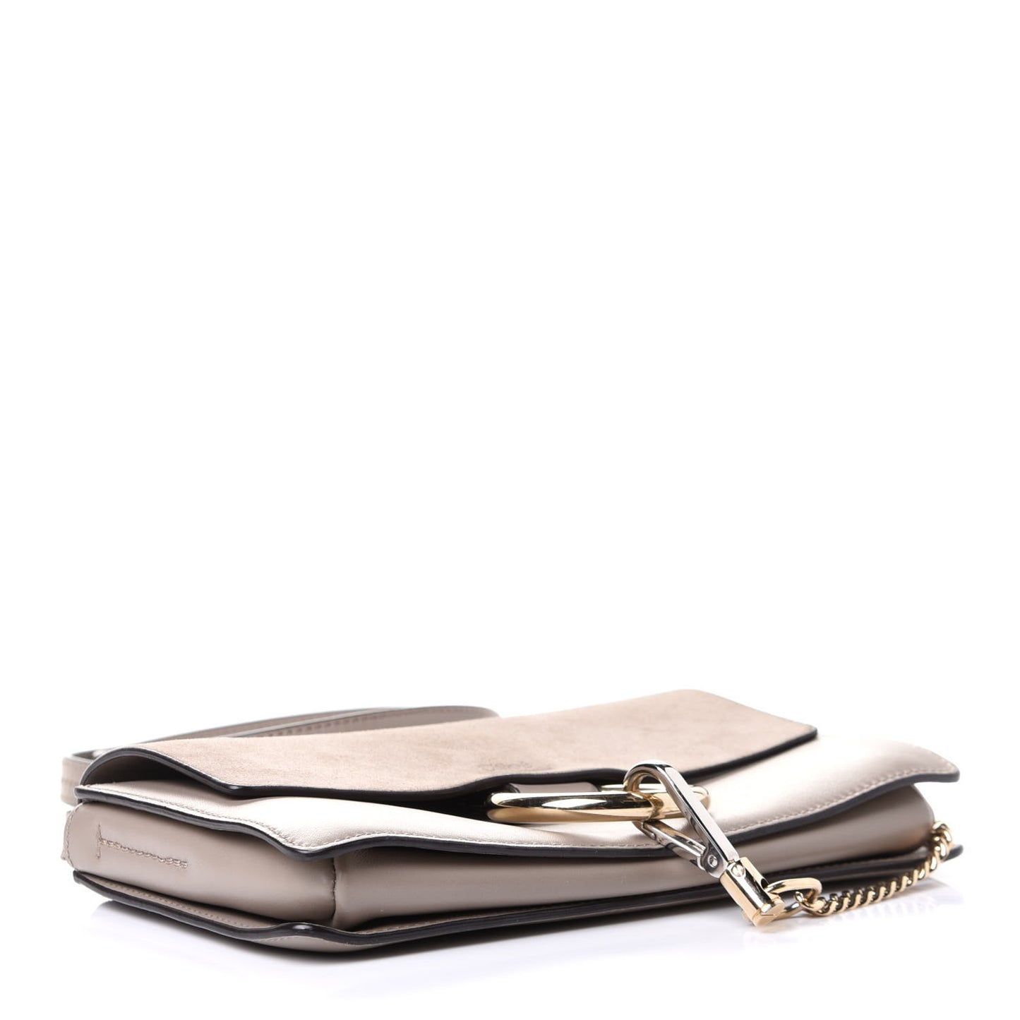 Suede Calfskin Small Faye Shoulder Bag Motty Grey