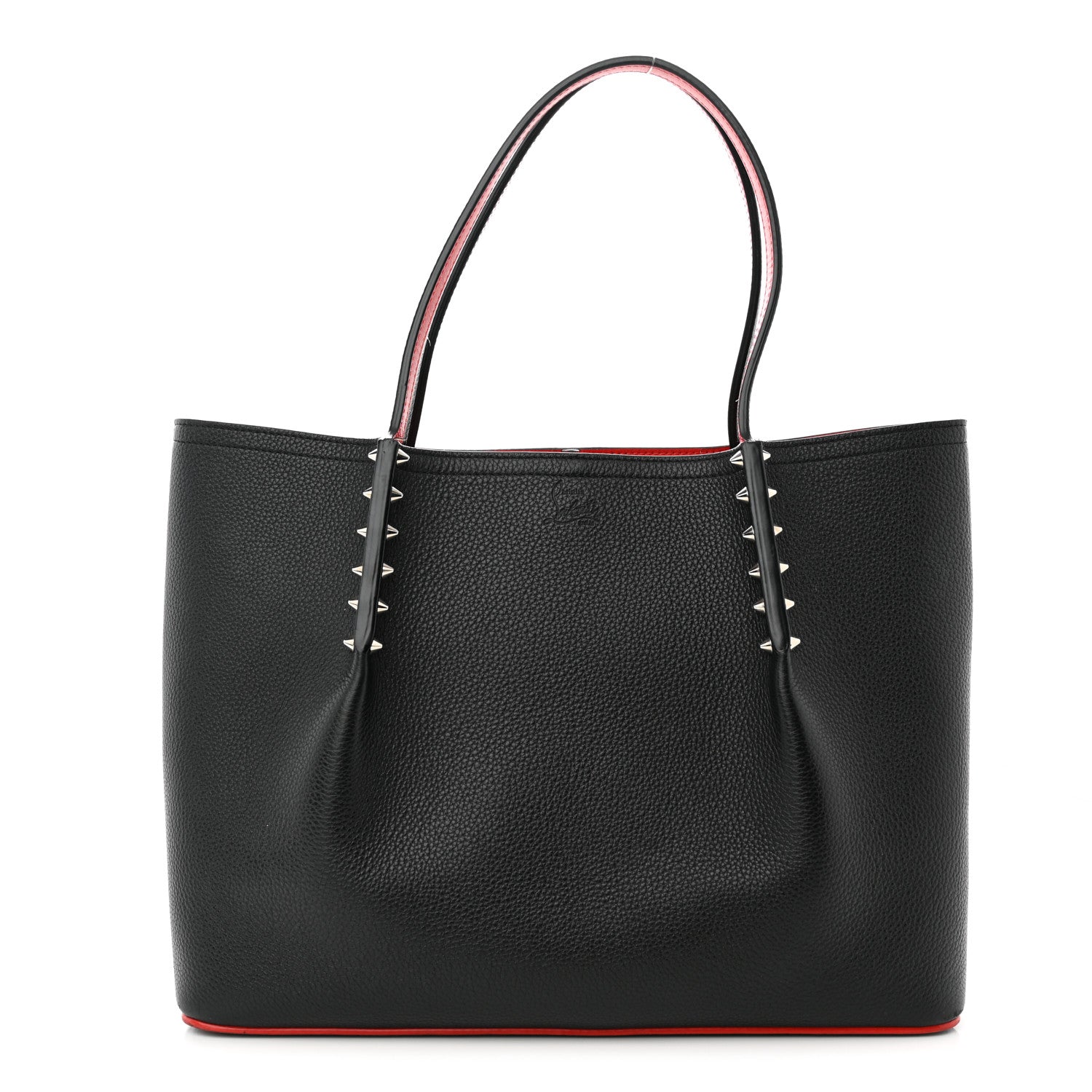 Christian Louboutin Calfskin Spiked Small Cabarock Shopper Tote Black 1 of 11
