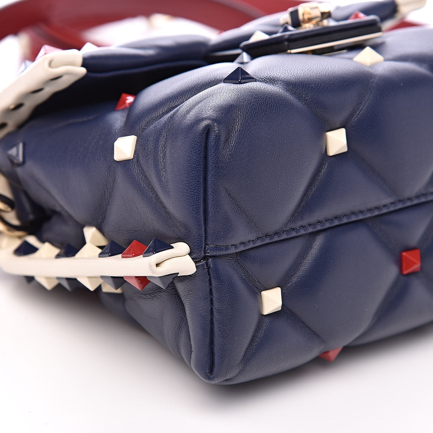 Nappa Mini Candystud Top Handle Bag Navy