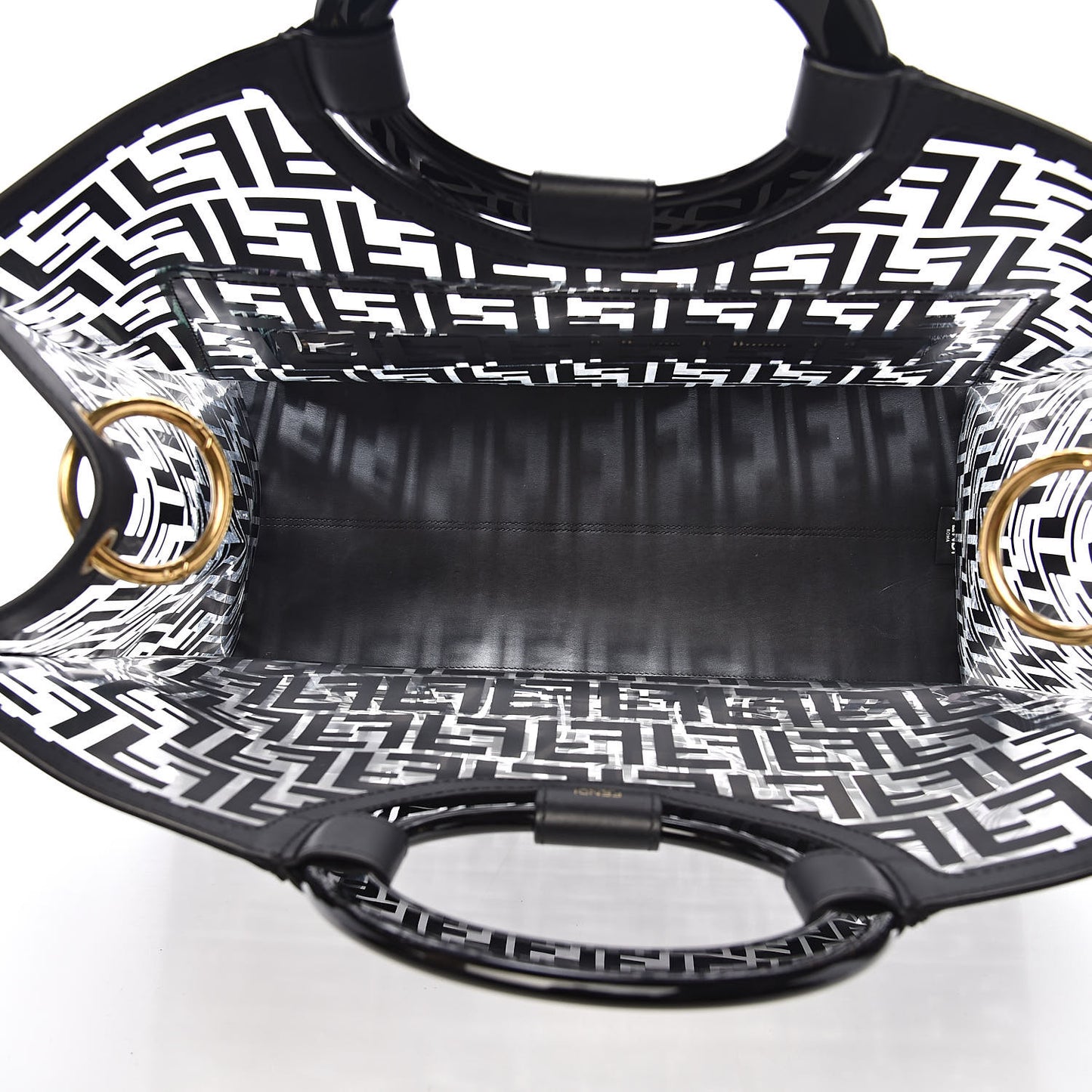 TPU FF Vitello Century Plexiglass Large Runaway Shopper Tote Black