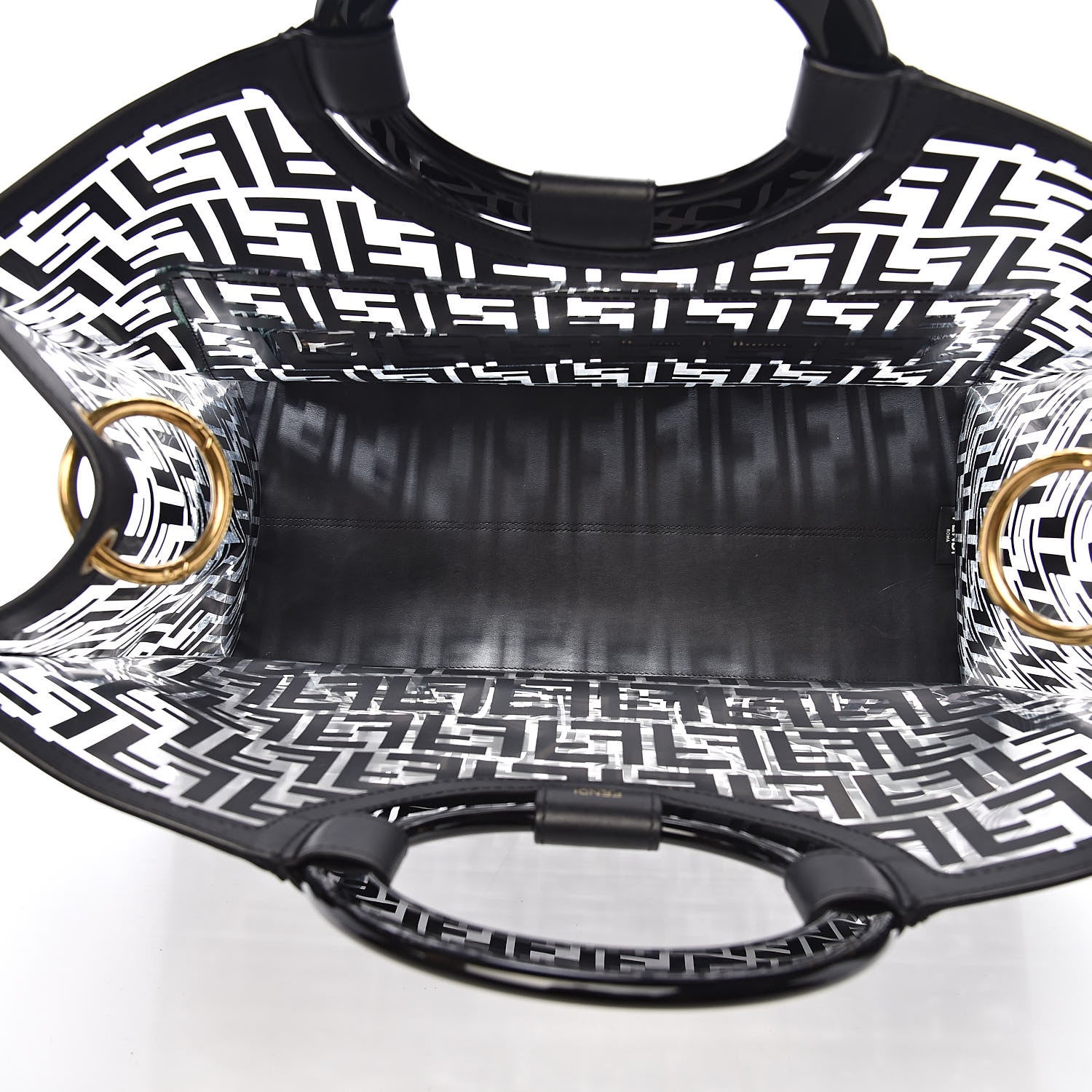Fendi TPU FF Vitello Century Plexiglass Large Runaway Shopper Tote Black 5 of 12