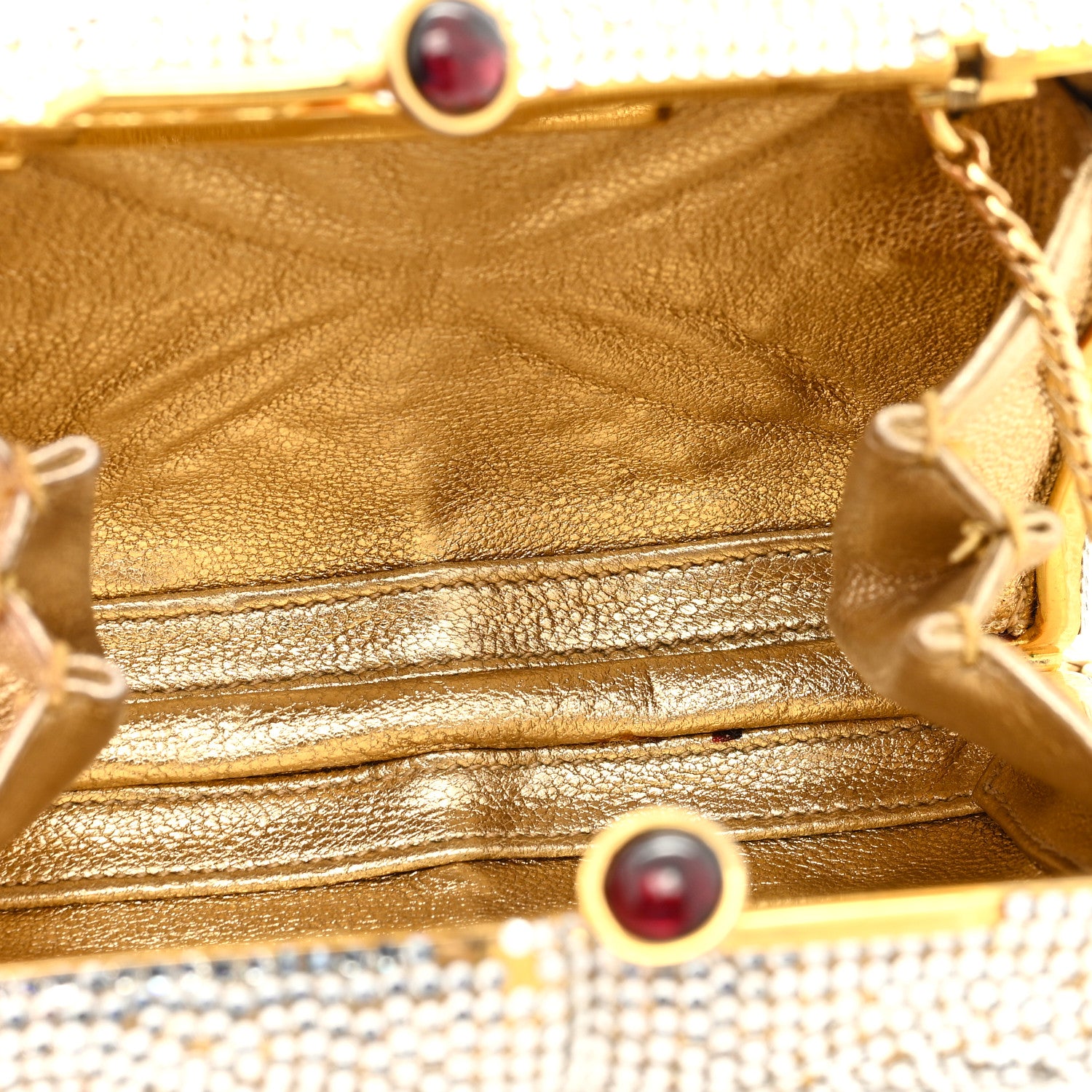 Judith Leiber Swarovski Crystal Minaudiere Clutch Gold Silver 5 of 12