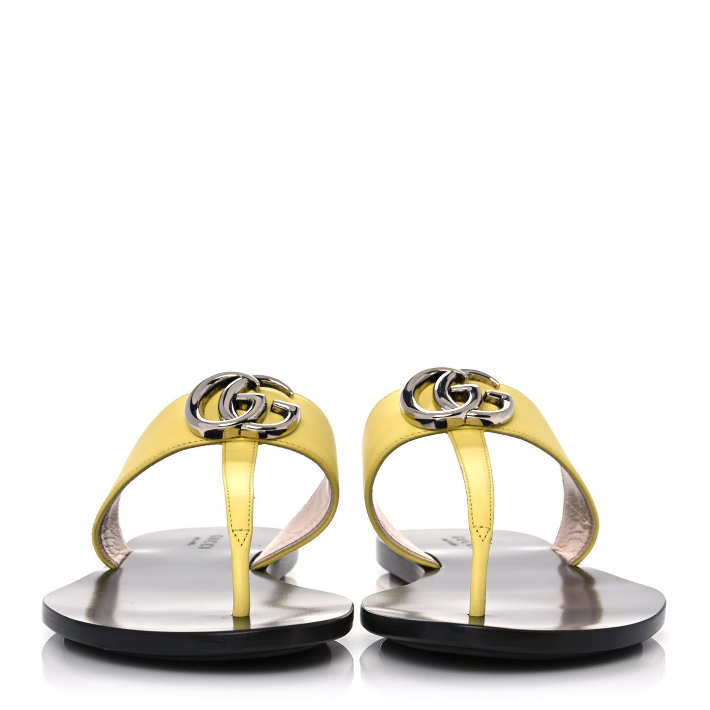 Calfskin GG Marmont Thong Sandals 37 Banana