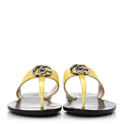 Gucci Calfskin GG Marmont Thong Sandals 37 Banana 2 of 10