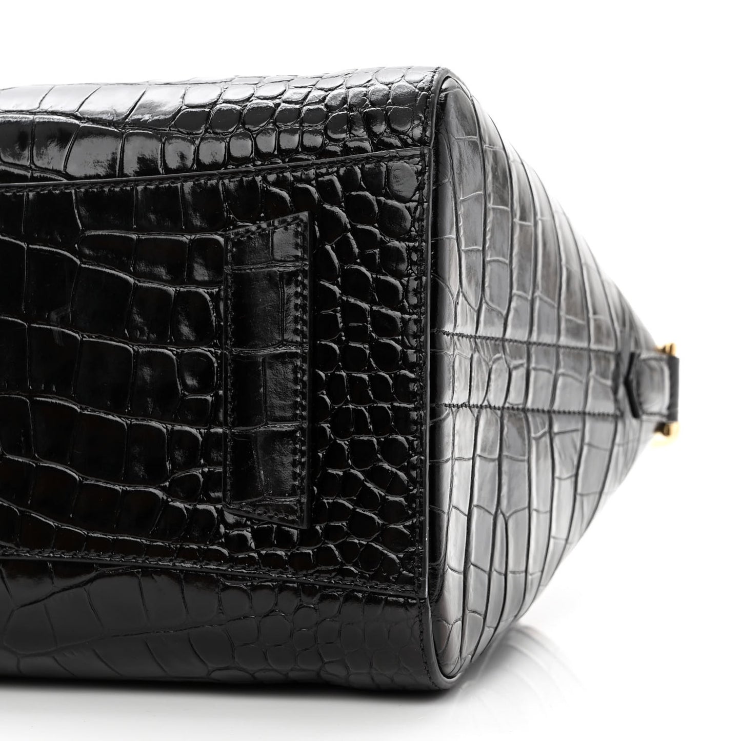 Calfskin Crocodile Embossed Small Antigona Black