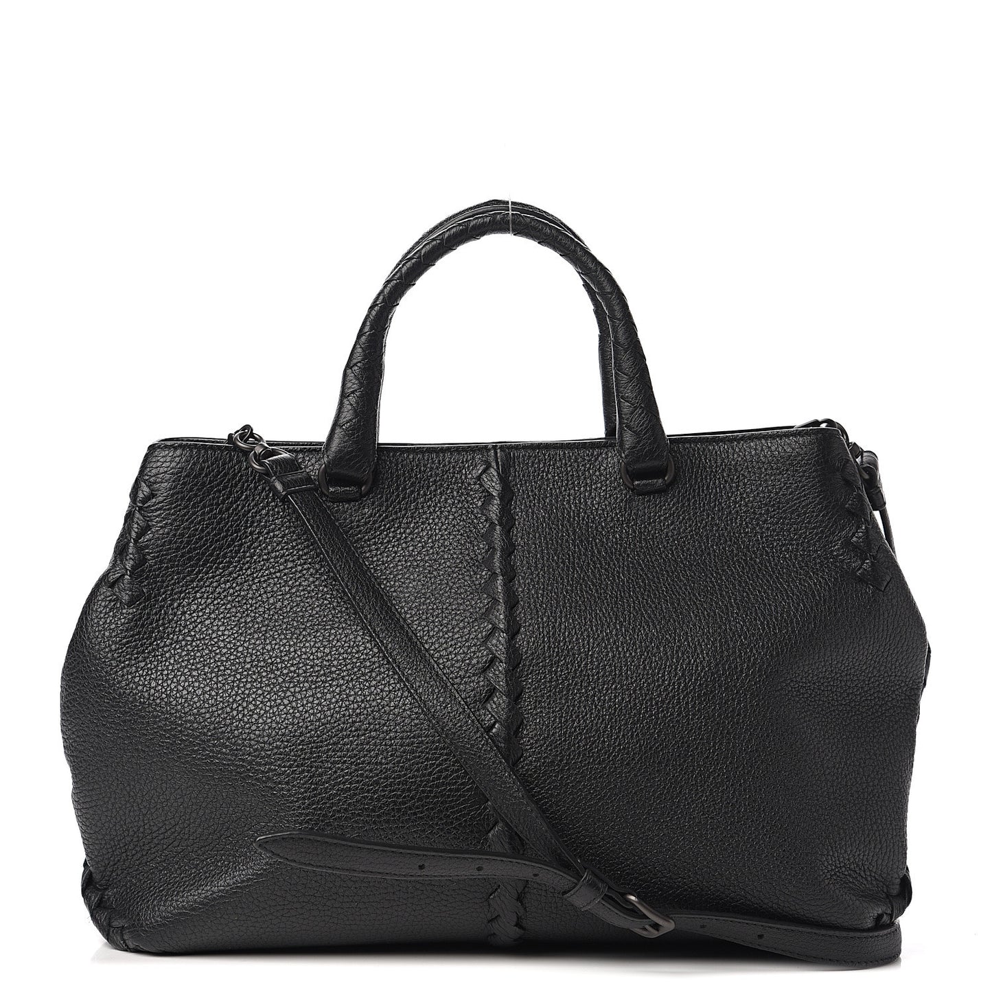 Cervo Deerskin Braided Tote Black