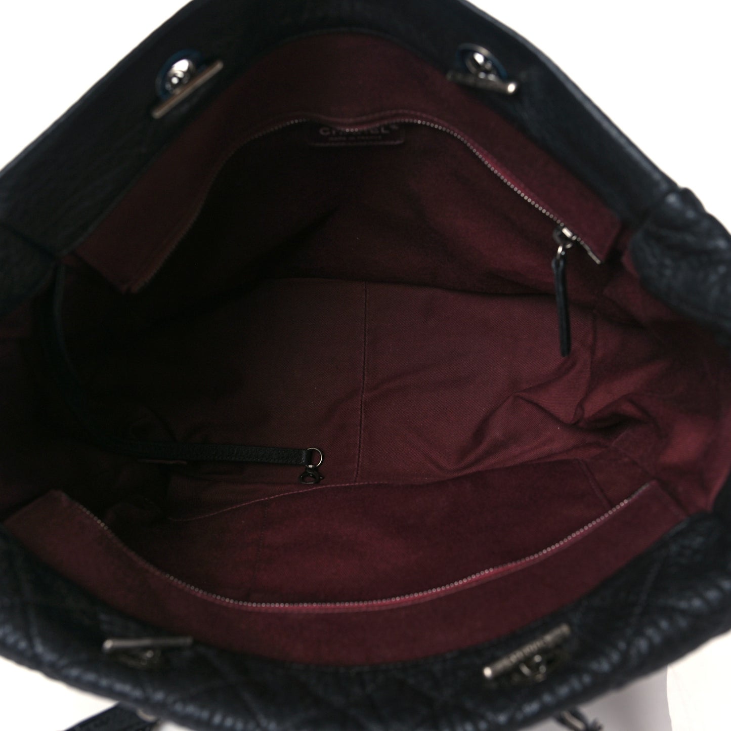 Crumpled Lambskin Quilted Large Tote Black