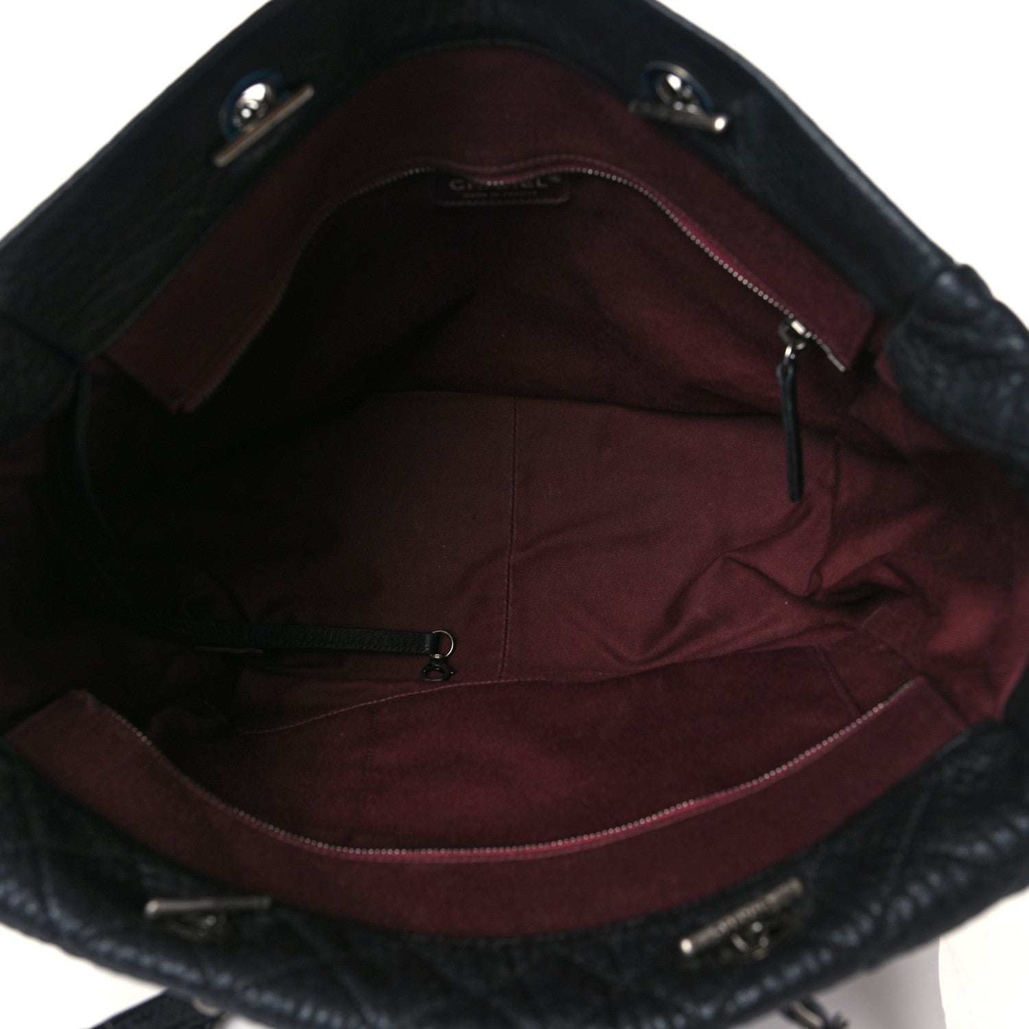 Chanel Crumpled Lambskin Quilted Large Tote Black 4 of 9