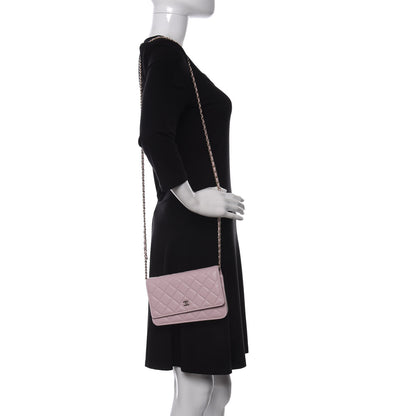 Chanel Caviar Quilted Wallet On Chain WOC Light Pink 2 of 12