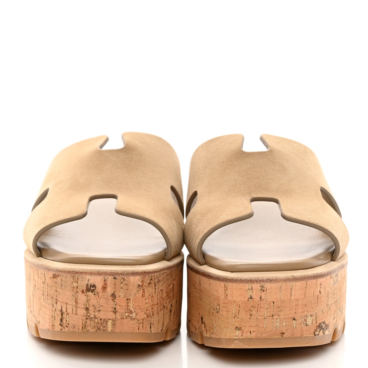 Hermes Suede Goatskin Cork Eze 30 Sandals 38 Beige Argile 2 of 9