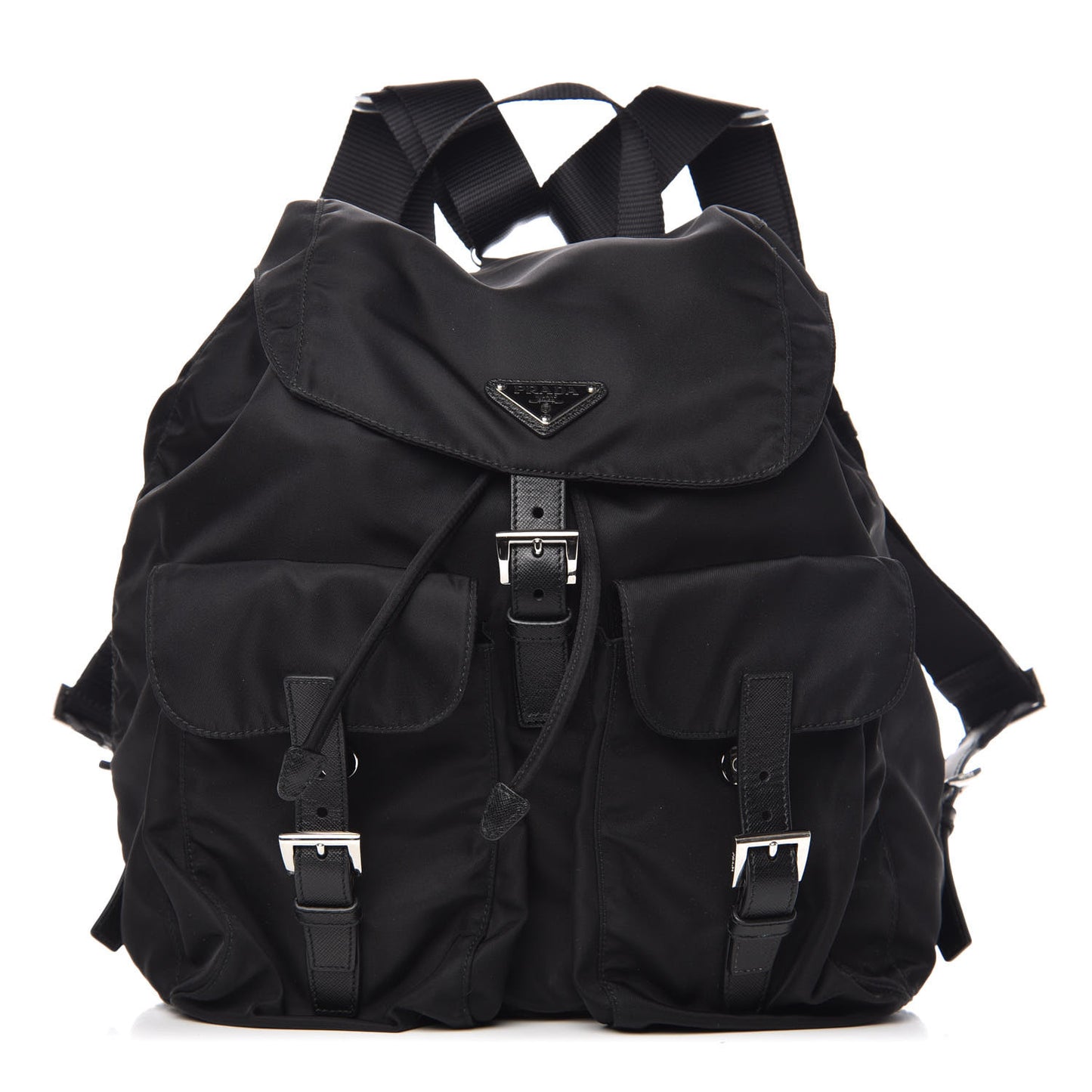 Nylon Vela Saffiano Backpack Black