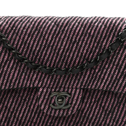 Chanel Wool Tweed Quilted Medium Double Flap Pink Black 8 of 12