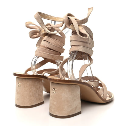 Chanel Suede Lace Up Gladiator Sandals 38 Light Pink 4 of 7