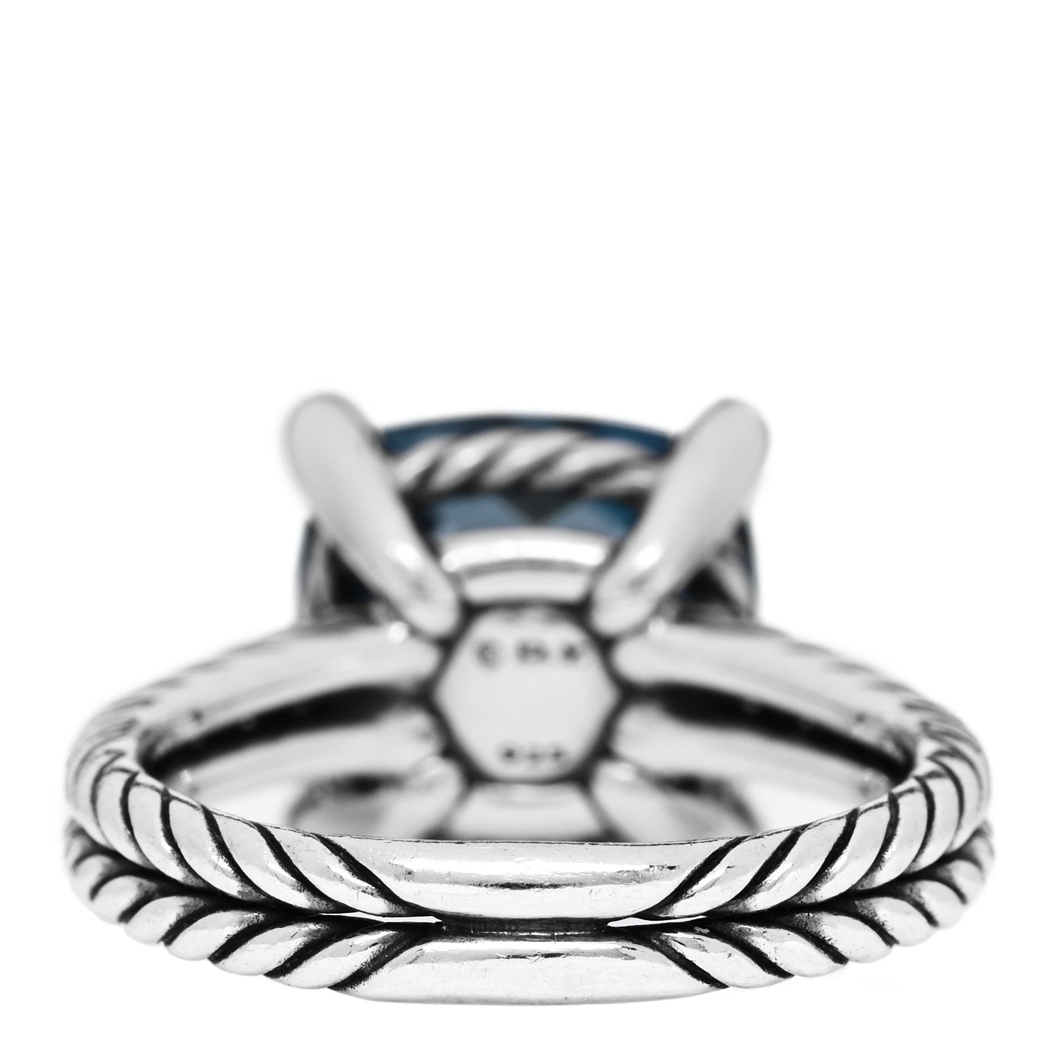 David Yurman Sterling Silver Diamond Hampton Blue Topaz 11mm Chatelaine Ring 54 7 4 of 5
