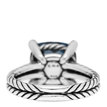 David Yurman Sterling Silver Diamond Hampton Blue Topaz 11mm Chatelaine Ring 54 7 4 of 5