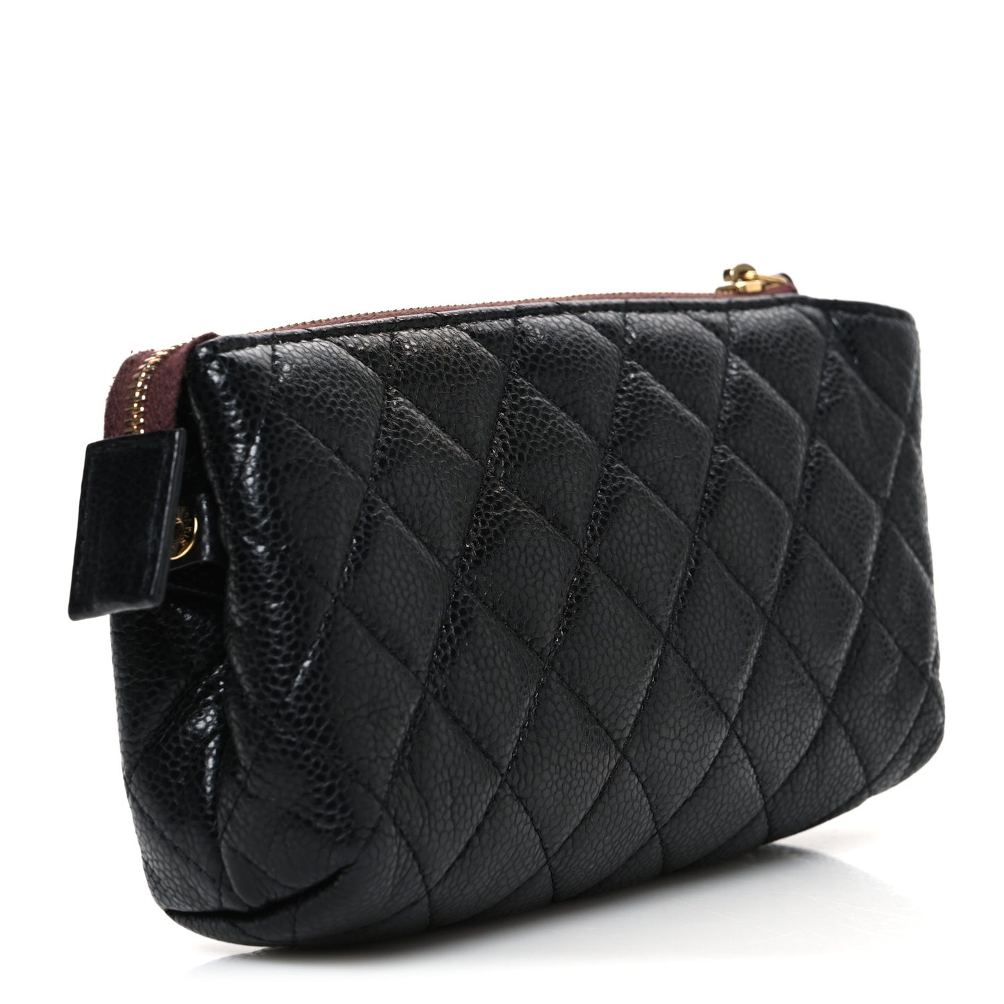 Caviar Quilted Zipped Cosmetic Case Black