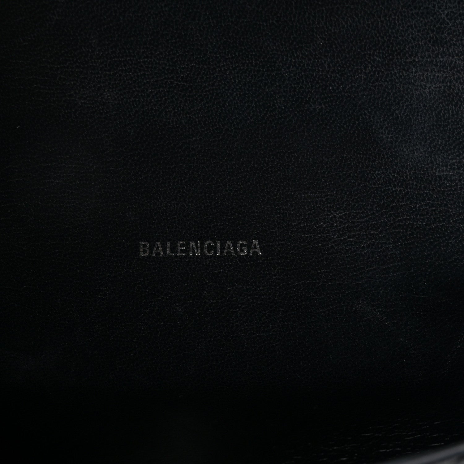 Balenciaga Shiny Calfskin Monochrome Crocodile Embossed Hourglass Top Handle Bag XS Black 6 of 12