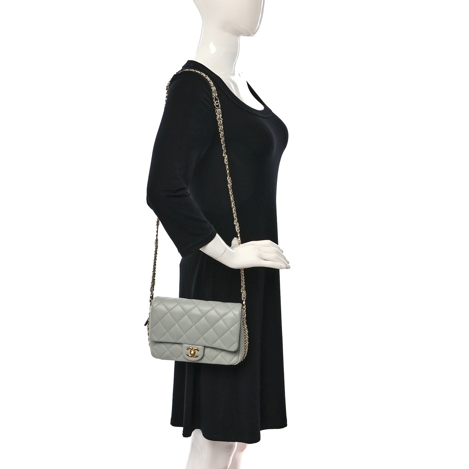 Chanel Lambskin Quilted Mini CC You Flap Light Grey 2 of 9
