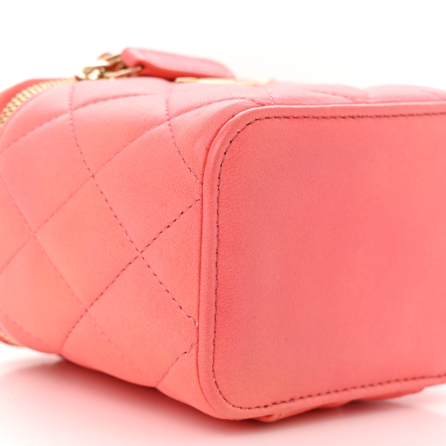 Chanel Lambskin Quilted Ombre Top Handle Mini Vanity Case With Chain Coral 9 of 10