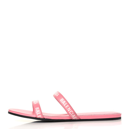 Balenciaga Calfskin Round Logo Flat Sandal 38.5 Sweet Pink White 1 of 7