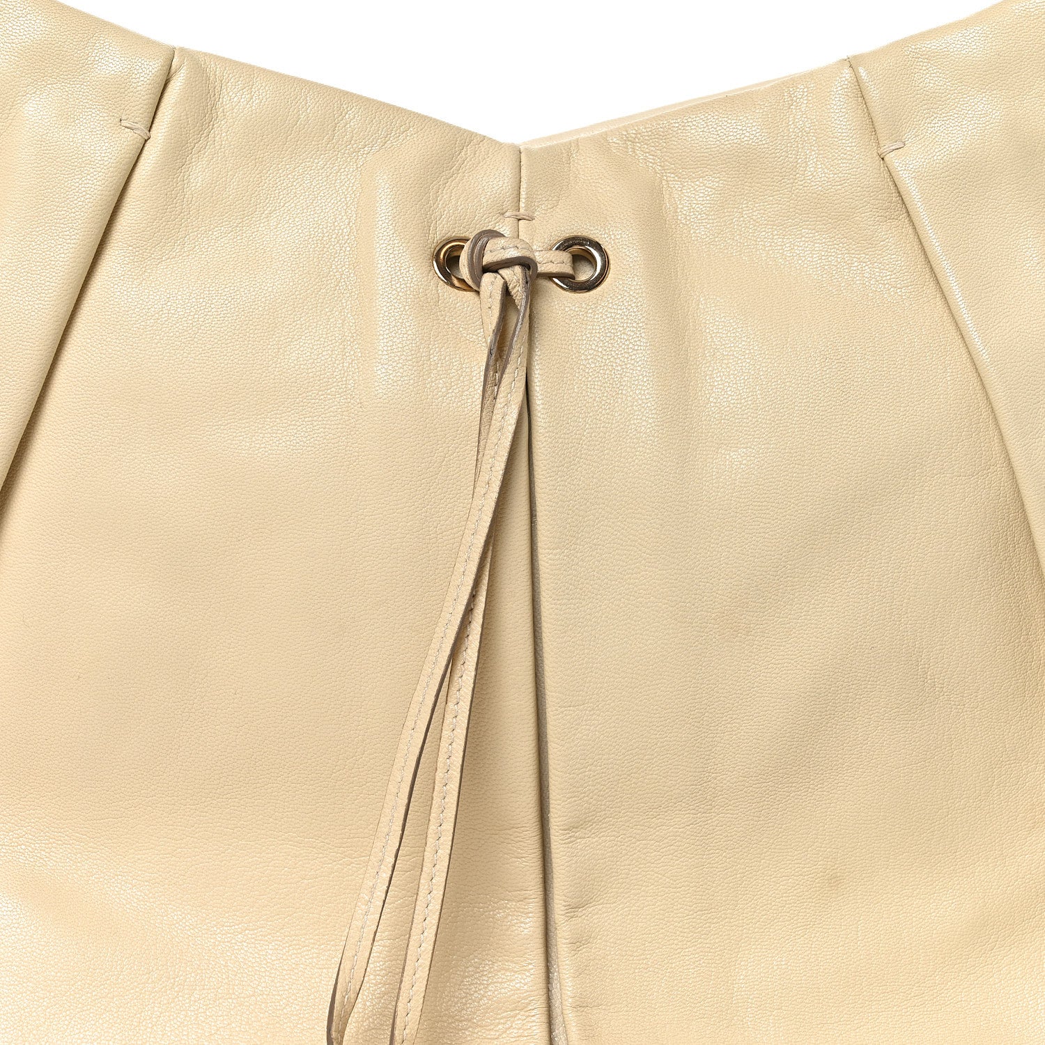 Saint Laurent Calfskin Pleated Mombasa Hobo Off White 7 of 9