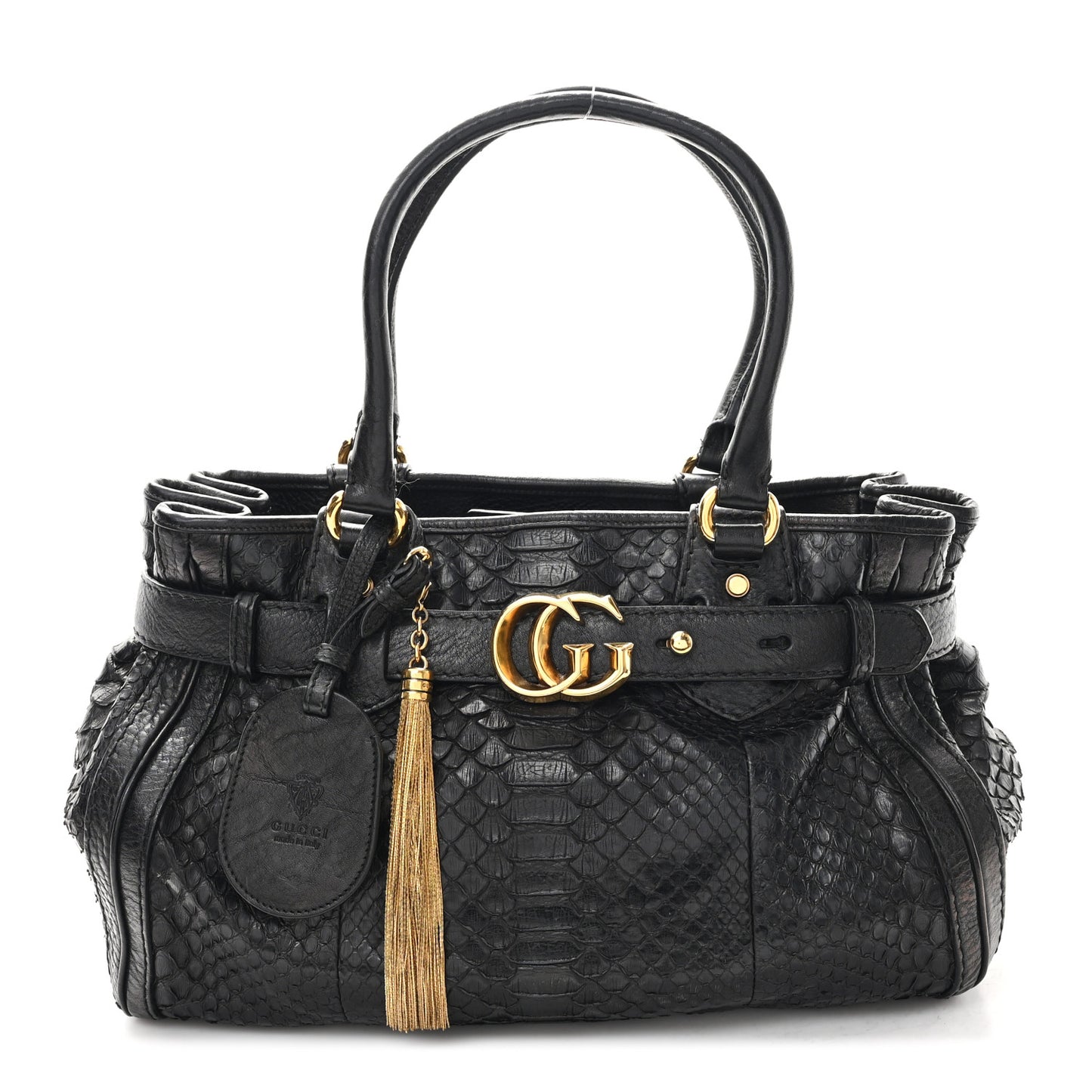 Snakeskin Medium GG Running Tote Black