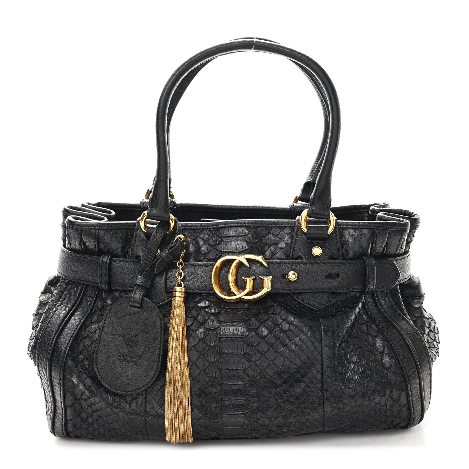 Gucci Snakeskin Medium GG Running Tote Black 1 of 12