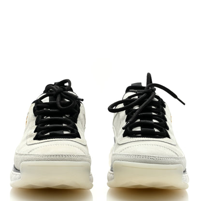 Chanel Suede Calfskin Nylon Grosgrain CC Sneakers 37.5 White 3 of 9