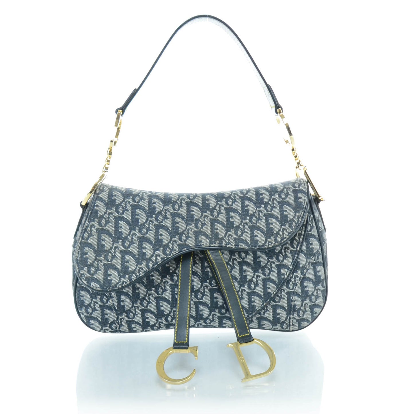 Monogram Double Saddle Bag Navy Blue