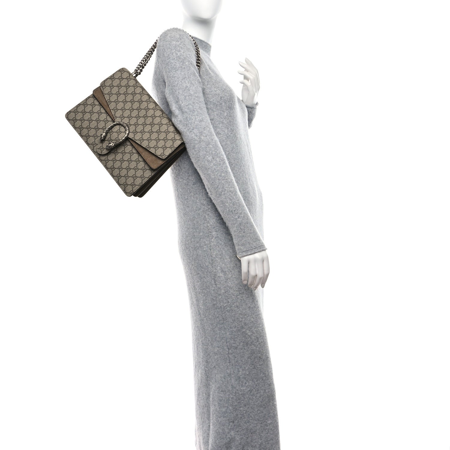 Gucci GG Supreme Monogram Medium Dionysus Shoulder Bag Taupe 2 of 13