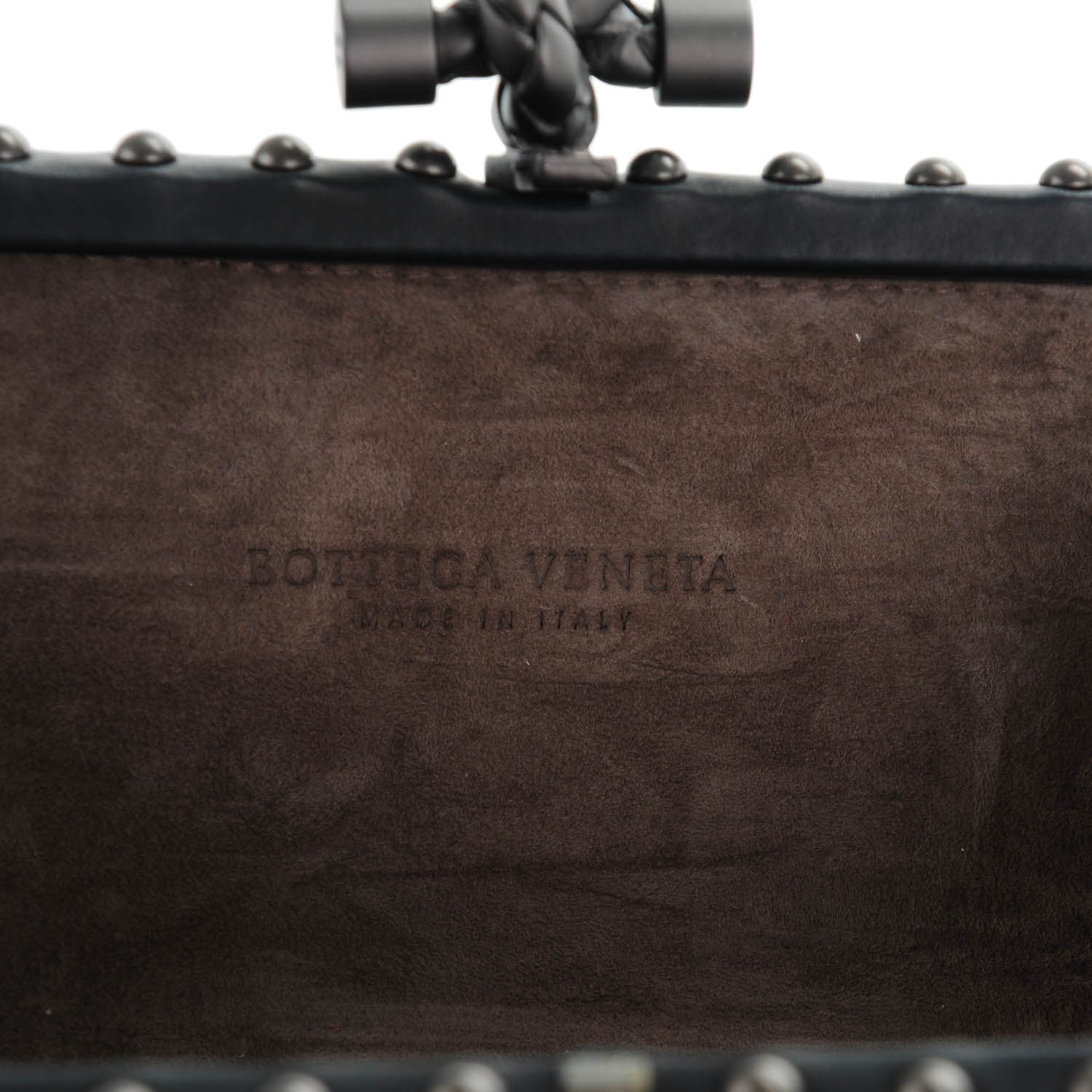 Bottega Veneta Waxy Nappa Intrecciato Knot Studded Clutch Nero 7 of 7