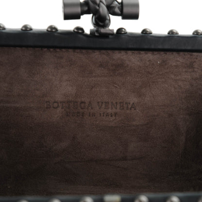 Bottega Veneta Waxy Nappa Intrecciato Knot Studded Clutch Nero 7 of 7