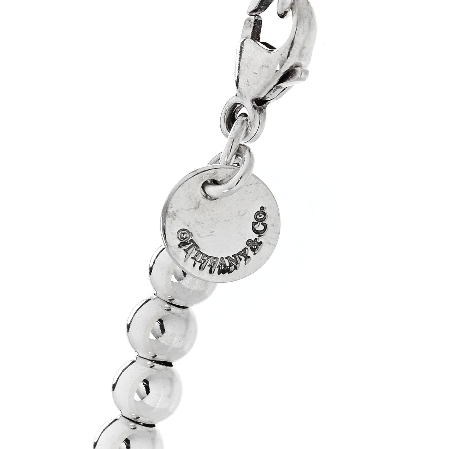 Tiffany Sterling Silver Enamel 4mm Love Heart Tag Bead Bracelet Blue 5 of 7
