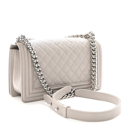 Chanel Caviar Quilted Medium Boy Flap Light Grey 2 of 9