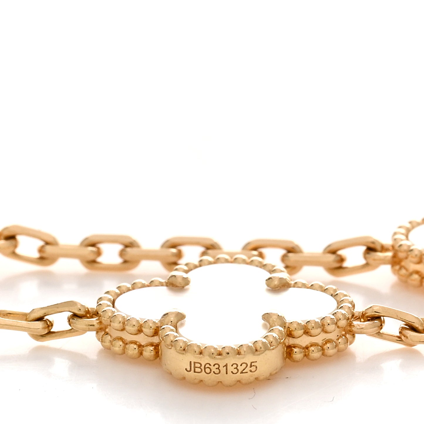 18K Yellow Gold Mother of Pearl 5 Motifs Vintage Alhambra Bracelet