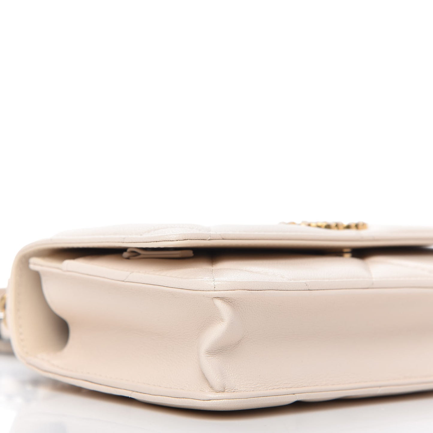 Goatskin Quilted Chanel 19 Wallet On Chain WOC Light Beige
