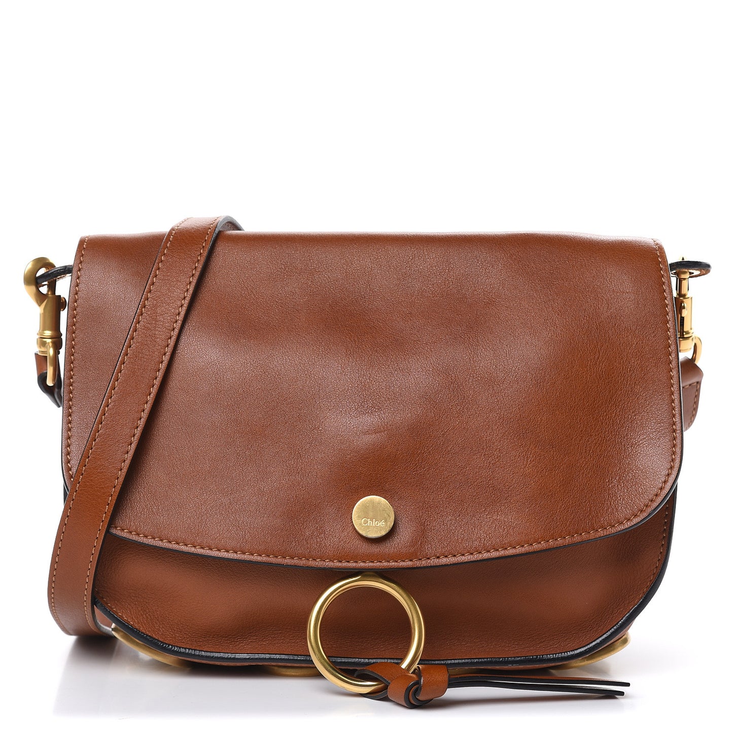 Smooth Calfskin Kurtis Shoulder Bag Caramel