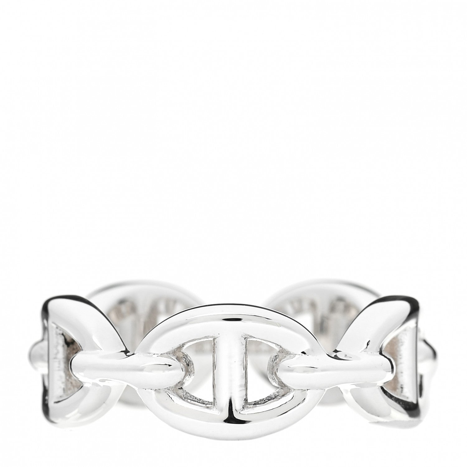 Hermes Sterling Silver PM Chaine d'Ancre Enchainee Band Ring 52 6 1 of 9