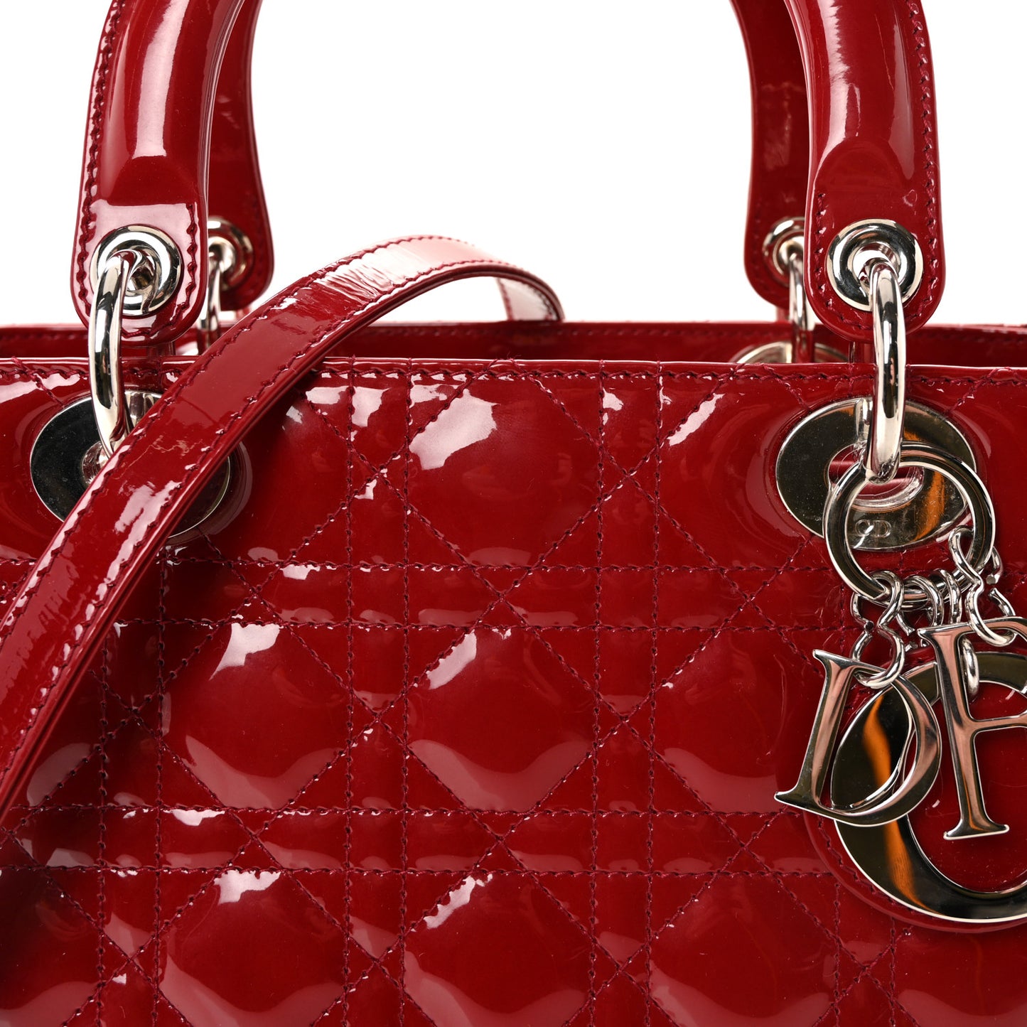 Patent Cannage Medium Lady Dior Burgundy Red