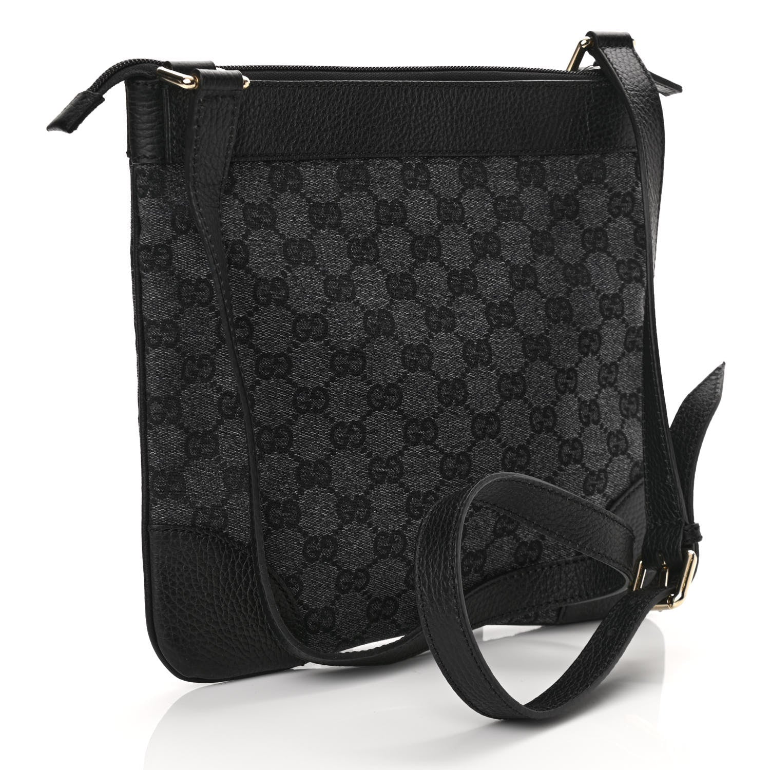 Gucci Monogram Flat Messenger Bag Black 3 of 10